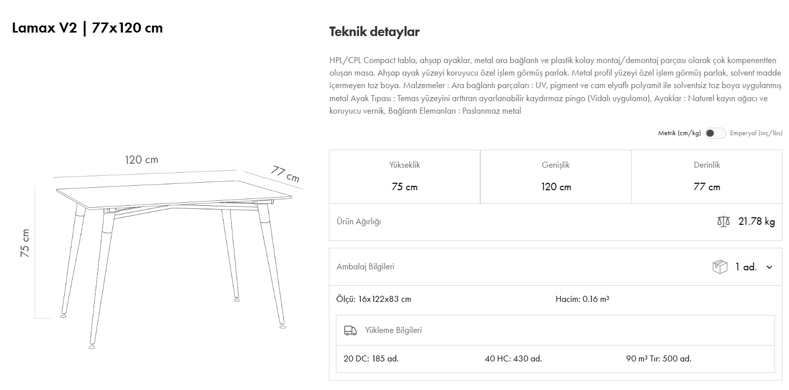 Lamax V2 Masa 77x120